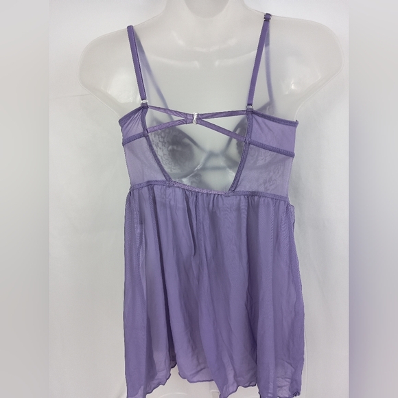 VICTORIA SECRET Sheer Sexy Barbiecore Lavender Lace Babydoll Lingerie (#939) - Picture 5 of 5